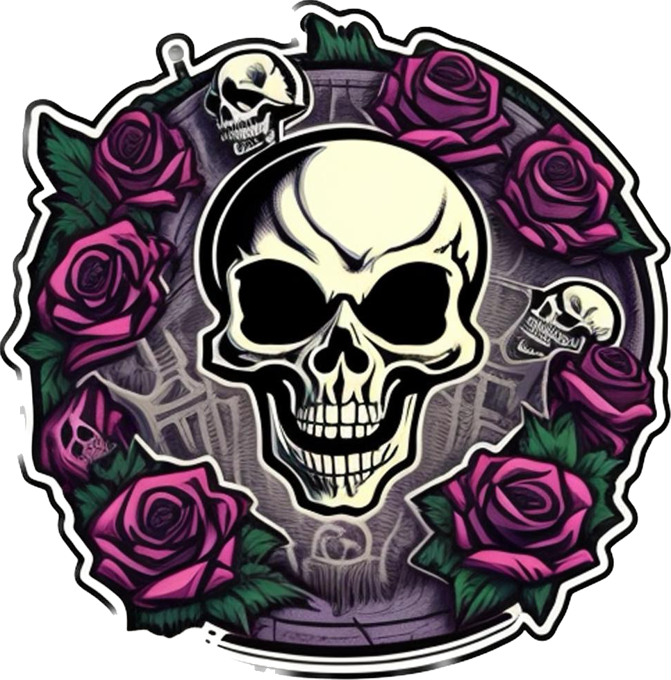 Skull And Roses Decal